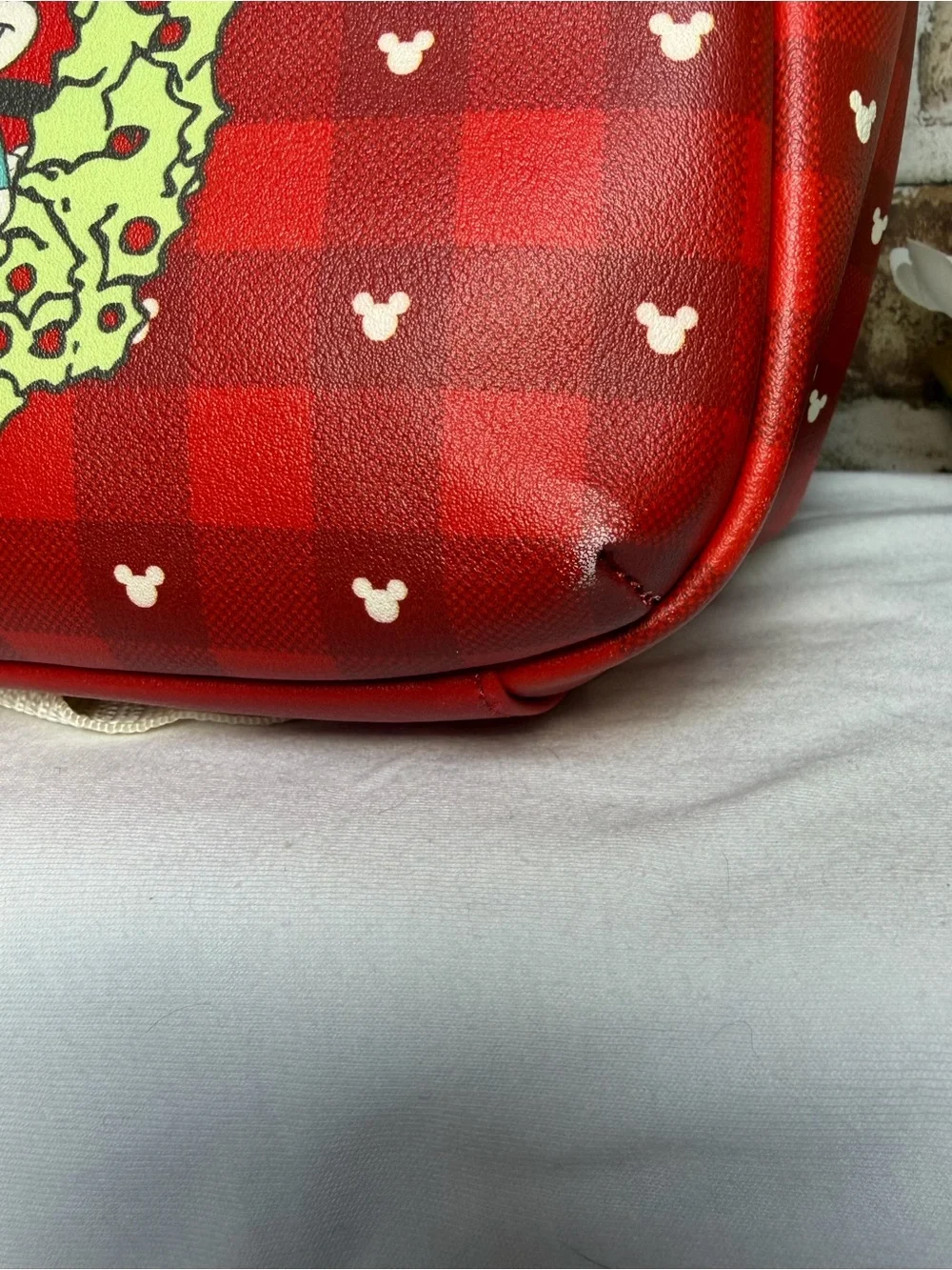 Disney Mickey & Minnie Holiday Plaid Red Mini Backpack